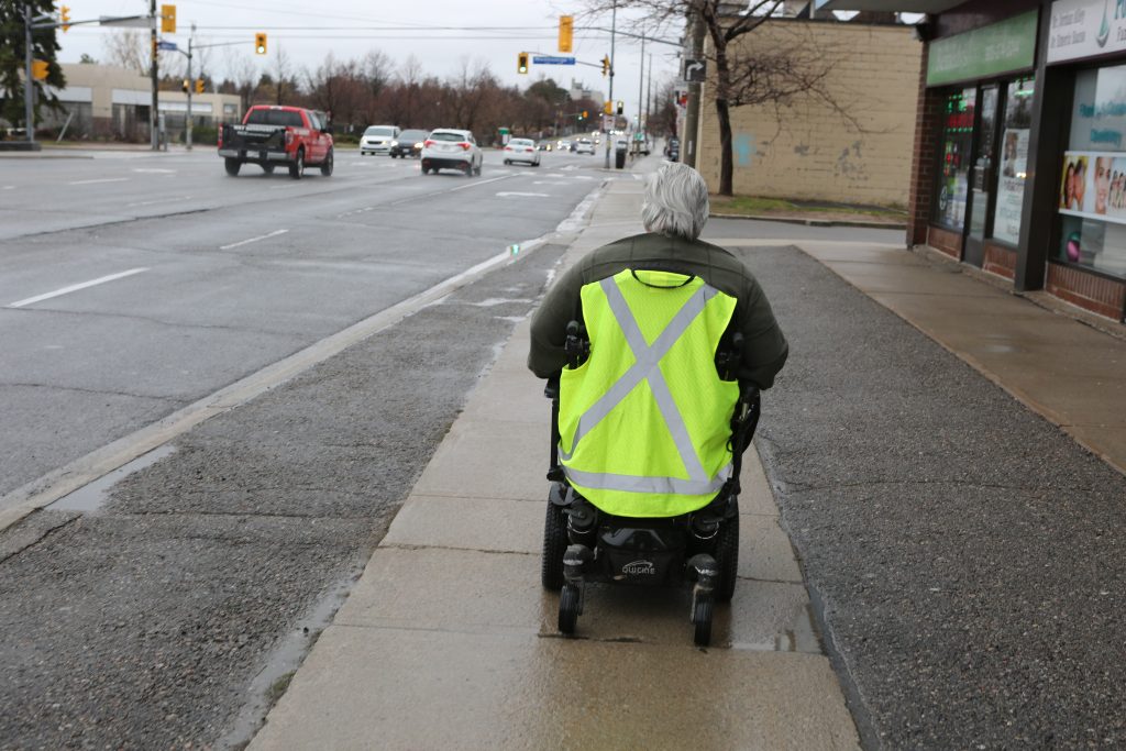 Alan wheelchair motoring in Port Credit