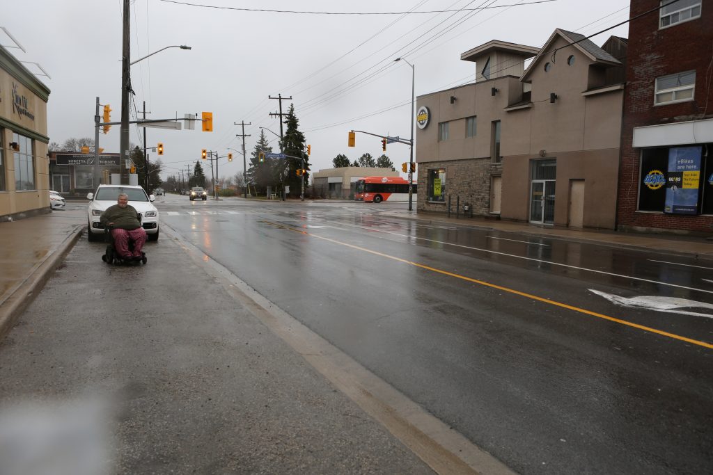 Alan at the place he was hit by a car