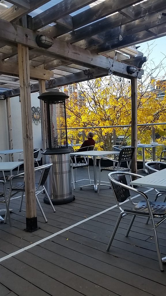 Peter Stokes relaxing on patio